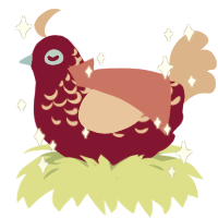 A maroon and brown chicken with a half-lace pattern