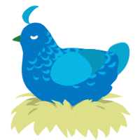 A sapphire and cerulean chicken with a half-lace pattern
