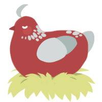 A red and silver chicken with a neck-speckle pattern