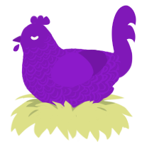 A violet chicken with a double-lace pattern