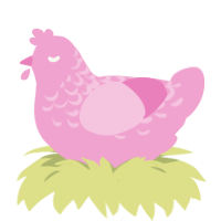 A pink chicken with a half-lace pattern