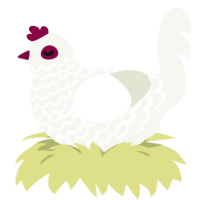 A white chicken with a lace pattern