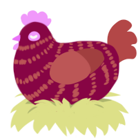 (unnamed), a maroon and red chicken with a bar pattern