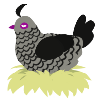 A ash and black chicken with a lace pattern