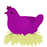 A plum chicken with a lace pattern