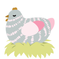 A silver and rose chicken with a bar pattern