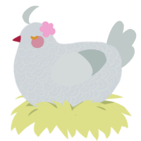 Pidove, a mist and silver chicken with a double-lace pattern