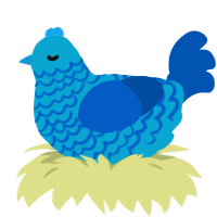 Jorjor Wel, a cerulean and ultramarine chicken with a lace pattern