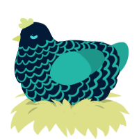 The Warden, a tumblr and turquoise chicken with a lace pattern