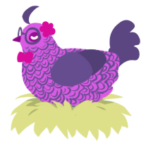 Dame, a orchid and overcast chicken with a double-lace pattern