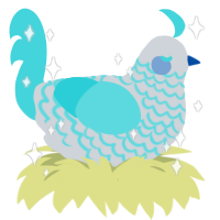 A mist and aqua chicken with a lace pattern