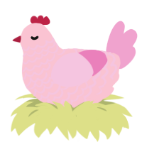 Ikas, a rose and pink chicken with a lace pattern