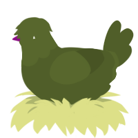 A olive chicken with a head pattern