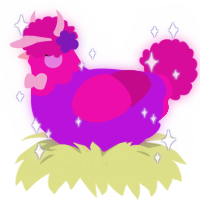 誕生日, a amethyst and fuchsia chicken with a head pattern