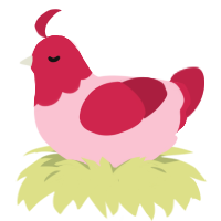 A rose and crimson chicken with a head pattern
