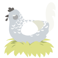 A mist and white chicken with a half-lace pattern