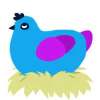Plum, a sky and amethyst chicken