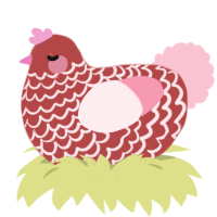Strawberry, a red and rose chicken with a lace pattern