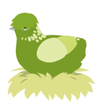 A chartreuse and lemon chicken with a neck-speckle pattern