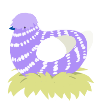 A lilac and white chicken with a bar pattern