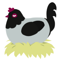 Nevermind, a silver and black chicken with a head pattern