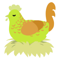 A lime and orange chicken with a half-lace pattern