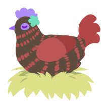 Sepulchral, a bark and red chicken with a bar pattern