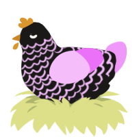 A sable and lavender chicken with a lace pattern