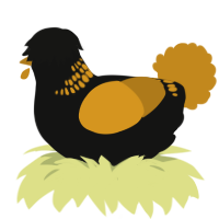 A black and ochre chicken with a neck-band pattern