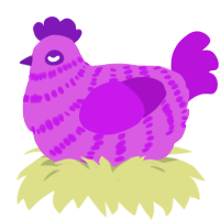 A orchid and amethyst chicken with a bar pattern