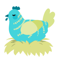 A aqua and lemon chicken with a half-bar pattern