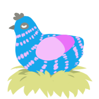 A sky and lavender chicken with a bar pattern