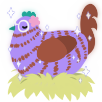 A lilac and russet chicken with a bar pattern