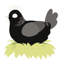 A black and grey chicken with a neck-band pattern