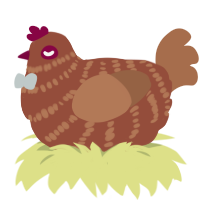 A russet and brown chicken with a bar pattern