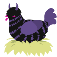 A black and overcast chicken with a bar pattern