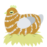 A gold and mist chicken with a bar pattern