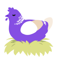 A blurple and cream chicken with a neck-band pattern