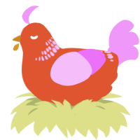 A vermilion and lavender chicken with a neck-band pattern