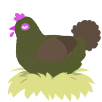 A olive and bark chicken with a lace pattern