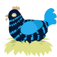 A tumblr and sky chicken with a bar pattern
