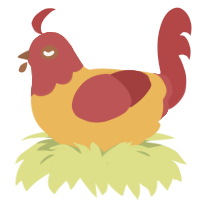A honey and red chicken with a head pattern