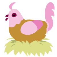 A gold and pink chicken with a head pattern