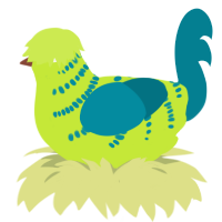 A lime and sea chicken with a half-bar pattern