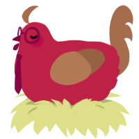 A crimson and brown chicken