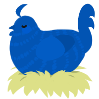 A ultramarine chicken with a bar pattern