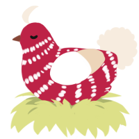 (unnamed), a crimson and cream chicken with a bar pattern