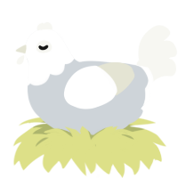 A mist and white chicken with a head pattern