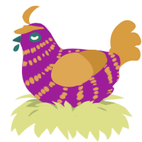 Summer Punch, a amethyst and orange chicken with a bar pattern