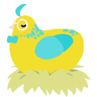 Lemondrop, a yellow and aqua chicken with a neck-speckle pattern